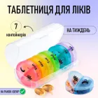 Кругла таблетниця для ліків на тиждень (ранок - вечір) Sun&Moon органайзер - контейнер для таблеток і вітамінів на 7 днів / на тиждень, 14.5х6.5х6 см, прозора (100831714)