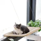 Лежанка для кішок віконний гамак із присосками на вікно Sunny Seat Mounted Cat Bed до 22 кг Легка Бежева (3026)