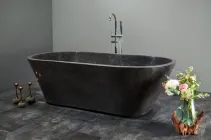 Ванна кам'яна Spirit of Stone окремостояча овальний дизайн 192 х 101 см Чорна