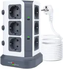 KOOSLA 12-розетковий подовжувач живлення 15 Вт 2-портовий PD Power Strip Підтримка PD3.0/PPS Tower з 3 USB A (4000 Вт/16 A). Кабель 5M, сірий