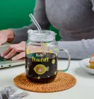 Банка скляна з трубочкою та кришкою Lemons прозора 400 мл (14602)