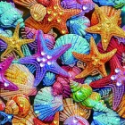 Алмазна мозаїка Brushme Кольорові морські зірки 25х25 см (BH013)