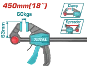 Струбцина TOTAL THT1340603 швидкозатискна, 63х450мм, 60кг (6814309)