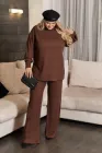 Брючний костюм жіночий з тонким утепленням (штани+кофта) трикотажний 60-62 шоколад (коричневий)