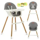 Стільчик для годування 2в1 MoMi Reki Сірий, дитячий стільчик з трансформацією у низький дитячий стілець, знімний столик, стілець для годування малюка, дитяче крісло для годування