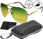 Окуляри для водіїв із зелено-жовтими лінзами, автомобільні день ніч водійські антивідблиски антифари водія автомобіліста, поляризаційні авіатор