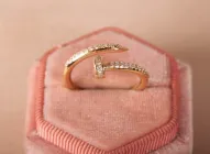 Кільце гвіздок з жовтого золота з фіанітами 20.5 K-0285