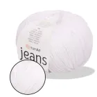 YarnArt Jeans, Супер білий № 62 - пряжа нитки для в'язання спицями та гачком (іграшки, одяг), 55% бавовна, 45% акрил, 50 г/160 м, напівбавовна Ярнарт