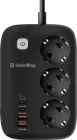 Мережевий фільтр-подовжувач СolorWay 3 розетки/4USB GaN3 Pro PD (2USB-A + 2 TYPE-C) (65W) 2 м (CW-CHE34PDB)