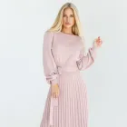 Сукня (пудрова трикотажна сукня міді з плісованим низом) Gepur 35995 4XL-6XL Рожева