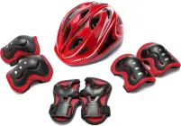Комплект шолом та захист Sports Helmet розмір S-M Червоний 4-15 років з регулюванням по об'єму (F18476/C34590)