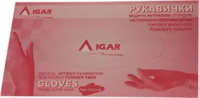 Рукавички медичні нітрилові Igar Нестерильні неприпудрені M Рожеві 50 пар (4820230371116)