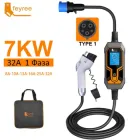 Зарядка для електромобіля Type 1 потужність 7кВт 32А / Зарядна станція для Nissan, Tesla, Ford, Chevrolet, Toyota, Honda feyree CEE Чорний