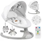 Заколисуючий центр гойдалка MoMi Kenani Білий з сірим електронна гойдалка дитяча шезлонг для малюків від перших днів життя дитячий шезлонг гойдалка для малюків від народження шезлонг-гойдалка заколисуюча гойдалка