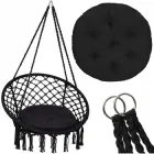 Крісло підвісне бразилійське гойдалка гамак Bonro B-092-2 чорний 120 кг + подушка