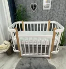 Дитяче ліжечко з маятником, матрацом, Бук - Babymax Престиж (Біло-натуральний)