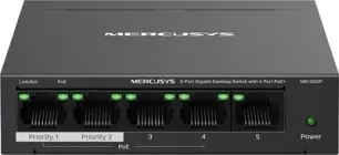 Комутатор Mercusys MS105GP 5*1Гбіт/с / PoE / метал