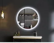 Зеркало 60 см Кругле з LED Touch Сенсором Діммером Фасадним + Фоновим підсвічуванням Антизапотівне Mixxus Plain MC10-60 Скло 5 мм із Срібною амальгамою Алюмінієвий каркас Часи Товщина 3 см (MI6013)