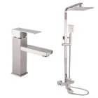 Змішувачі для ванни та умивальника Lidz Kubis Сатин (Kubis 001F + 1005)