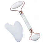 Набір для обличчя Гуа Ша із білого нефриту 2 предмети | Gua Sha