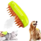 Парова щітка спрей Pet Spray Massage Brush Масажер 3в1 акумуляторний для вичісування собак та котів салатовий