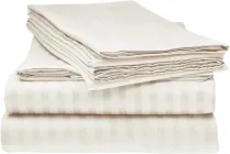 Простирадло натяжне U-tek Сатин Boston Ivory Beige Stripe 90х200 см (BEISF92)