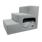 Сходинки для собачок з будочкою 55*40*40 світло сірі ліві