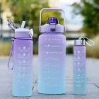 Набір спортивних пляшок для води 3 в 1 із розміткою 300ml/800ml/2000ml (фіолетово-блакитні)