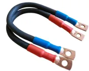 Комплект кабелів 30см х2шт для з'єднання АКБ Залізний Лев провід мідний КГТП 1х25 мм2 з клемами М8