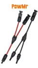 Конектор двійник MC4 1х2 POWMR Y-тип, для сонячних панелей 30A 1000V (пара - папа+мама, комплект із 2 штук) IP67 (розгалуджувач, подвоювач, двійник, трійник, для обєднання сонячних панелей в масив)