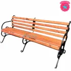 Садова лавка паркова кована AVVS з підлокітником дерев'яна 2.0 м вулична (9.1/100+100 Підлокітник)