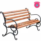 Садова лавка паркова кована AVVS з підлокітником дерев'яна 1.3 м вулична (9.1/130 Підлокітник)