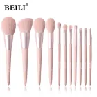 Професійні пензлі для макіяжу BEILI Pink 11 одиниць, натуральний ворс S5161-S2016