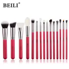 Професійні пензлі для макіяжу BEILI Red 15 одиниць, натуральний ворс S5161-HF15