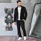 Вельветовий костюм Prince Жакет + Штани чорний розмір XL