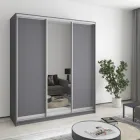 Шафа-купе тридверна MebelStar Комбо AL 2ДСП/Дзеркало 180x45x240 см Антрацит (MBS-1681)