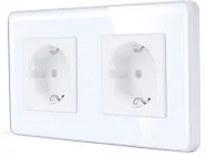 Подвійна WiFi розетка 1DAL в 2 підрозетника Біле Cкло (G157D-STX2.WF.WT)