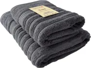 Набір 2 жаккардових рушників Lovely Svi Oxford Stripe в подарунковому пакеті 70х140+50х90 см Сірий (6903411241045)