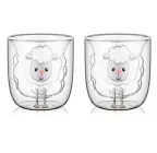 Набір чашок з подвійними стінками (подвійне скло) ARDESTO 300 мл 2 шт з вівцями дитячі AR2630BWL