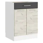 Кухонний модуль нижній з шухлядою Еверест Еко 600 дуб крафт білий/графіт/білий (без стільниці) 60х46х82 см (TQP-071023)