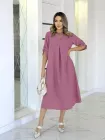 Ніжна жіночна сукня вільного крою довжини міді INNOE 270577-1, р. 52-54 Пудровий