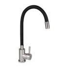 Змішувач для кухні з гнучким виливом Lidz Aria 015F3 (04R-BFS) нікель з чорним