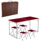 Розкладний ламінований стіл для пікніка з отвором для парасольки та 4-ма стільцями 120см*60см з навантаженням 30кг