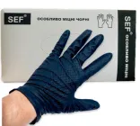 Особливо міцні нітрилові рукавички SEF чорні ЗАХИСНІ в упаковці 100 штук L