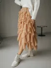 Спідниця жіноча з шифону повітряна вільного пишного крою на резинці з підкладкою Seventeen S-M Кавова 2031.5298