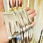 Шторка Для Фотозони З Дощику (фольгована)| Шампань металік 1х2м