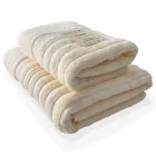 Набір 2 жакардові рушники Lovely Svi для ванної, готелів, СПА, на подарунок, 70 х 140 см і 50 х 90 см Oxford Stripe Cream