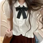 Краватка - метелик жіноча подовжена в корейському стилі Бант Чорний