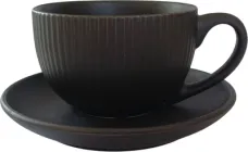 Чашка з блюдцем Milika Decagon Black 250 мл (M0430-CHB250-2B)