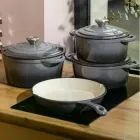 Набір посуду для приготування чавунний сірий 7 предметів каструлі та сковорідка 2/3/4/1 літрів